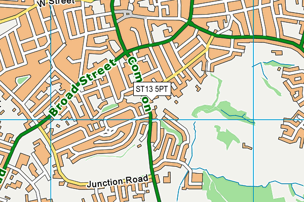 ST13 5PT map - OS VectorMap District (Ordnance Survey)