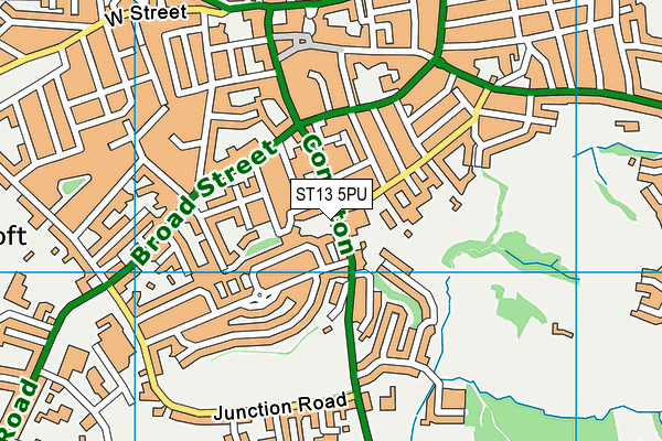 ST13 5PU map - OS VectorMap District (Ordnance Survey)