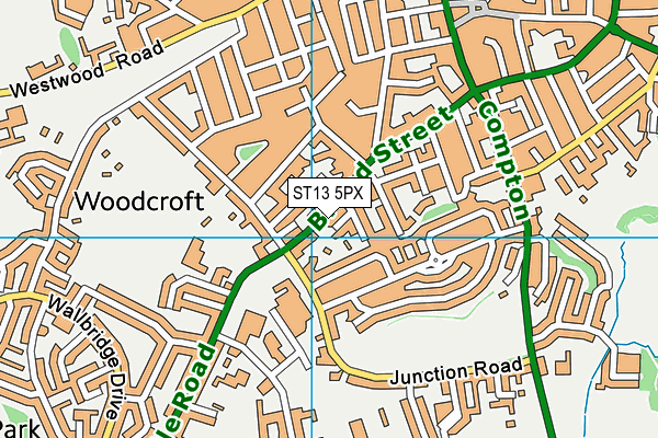 ST13 5PX map - OS VectorMap District (Ordnance Survey)