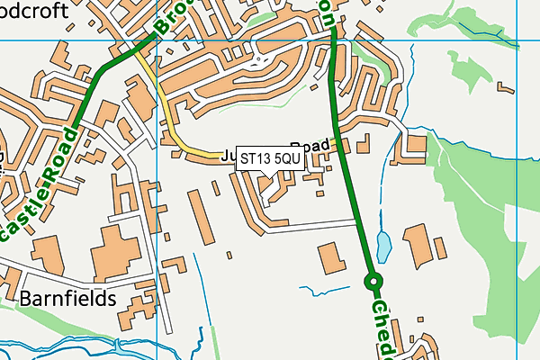 ST13 5QU map - OS VectorMap District (Ordnance Survey)