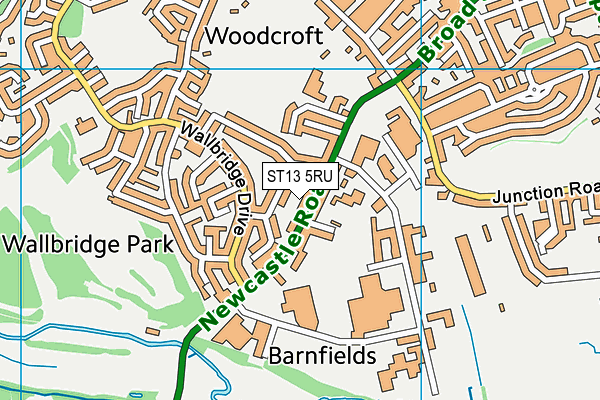 ST13 5RU map - OS VectorMap District (Ordnance Survey)