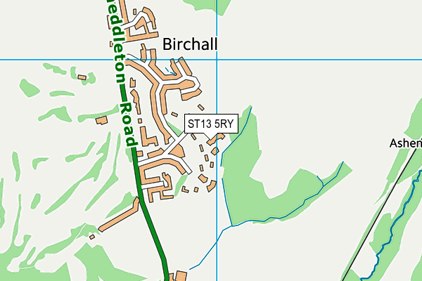 ST13 5RY map - OS VectorMap District (Ordnance Survey)