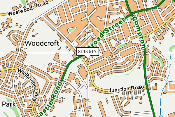 ST13 5TY map - OS VectorMap District (Ordnance Survey)