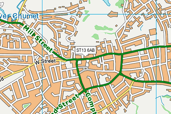 ST13 6AB map - OS VectorMap District (Ordnance Survey)