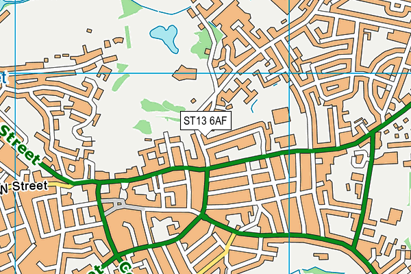 ST13 6AF map - OS VectorMap District (Ordnance Survey)