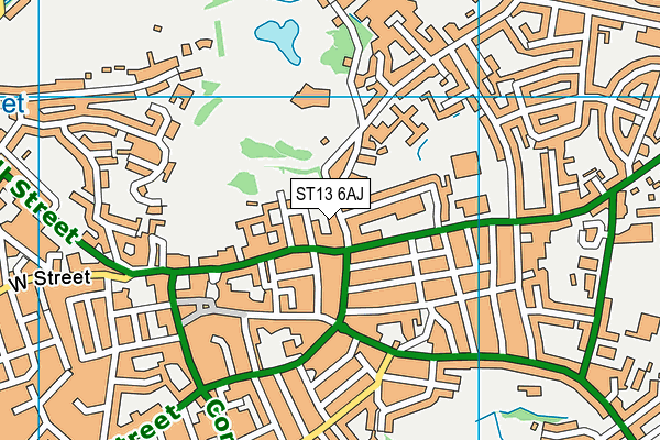 ST13 6AJ map - OS VectorMap District (Ordnance Survey)