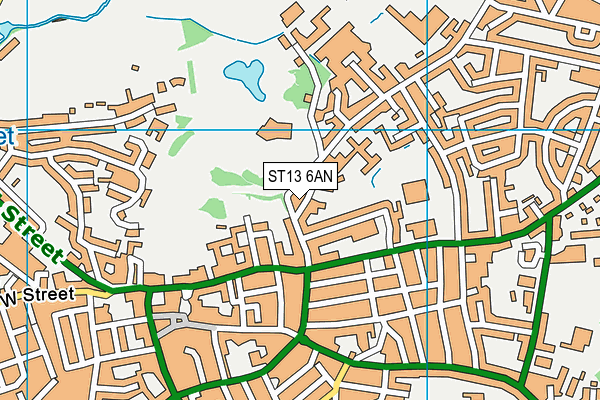 ST13 6AN map - OS VectorMap District (Ordnance Survey)