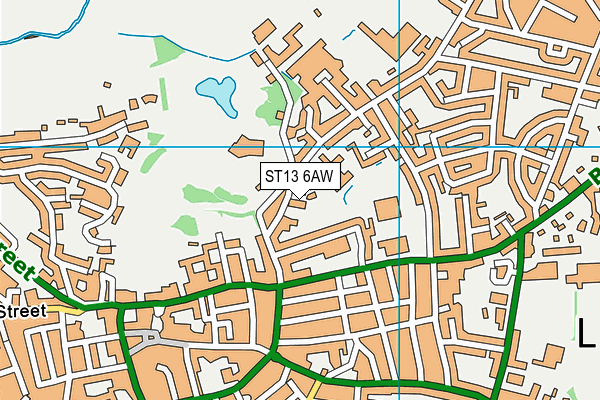 ST13 6AW map - OS VectorMap District (Ordnance Survey)