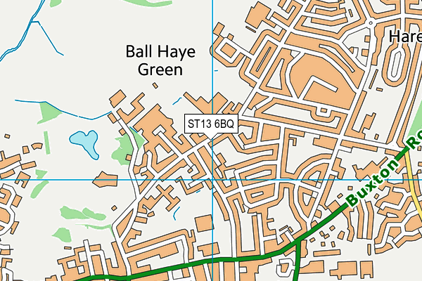 Ball Haye Green Football Club (Closed) map (ST13 6BQ) - OS VectorMap District (Ordnance Survey)