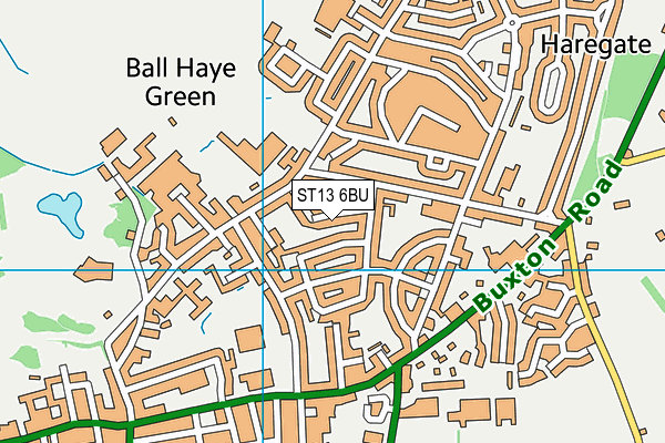 ST13 6BU map - OS VectorMap District (Ordnance Survey)