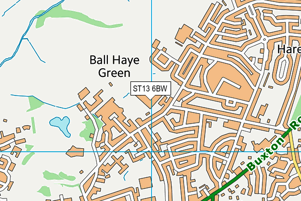 ST13 6BW map - OS VectorMap District (Ordnance Survey)