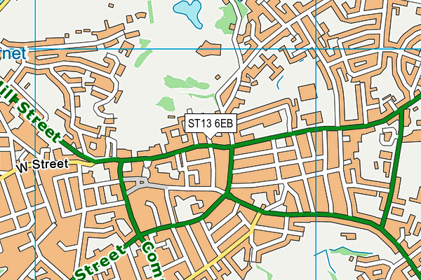 ST13 6EB map - OS VectorMap District (Ordnance Survey)