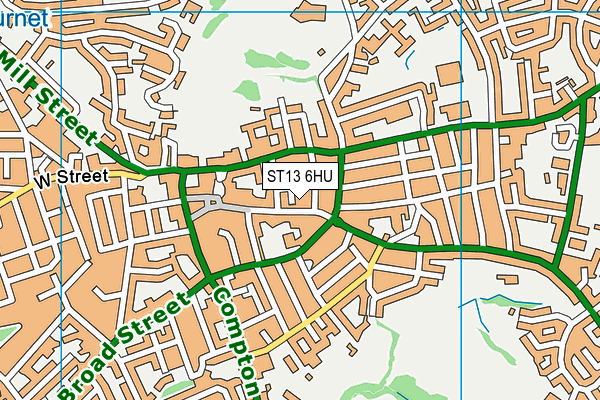 ST13 6HU map - OS VectorMap District (Ordnance Survey)