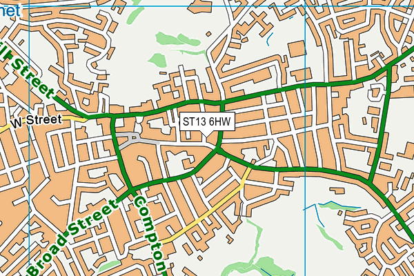 ST13 6HW map - OS VectorMap District (Ordnance Survey)