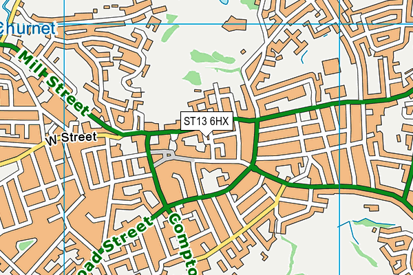 ST13 6HX map - OS VectorMap District (Ordnance Survey)