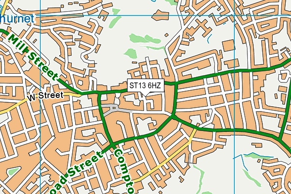 ST13 6HZ map - OS VectorMap District (Ordnance Survey)