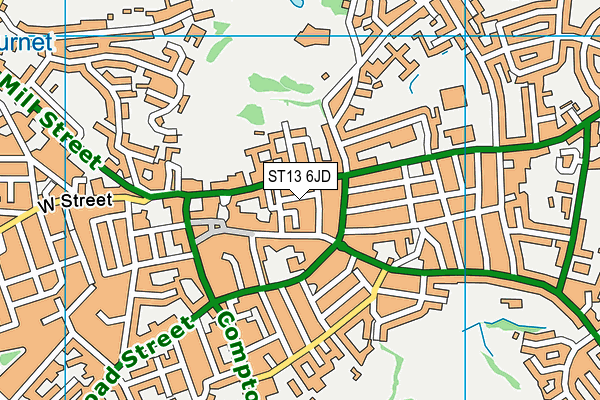 ST13 6JD map - OS VectorMap District (Ordnance Survey)