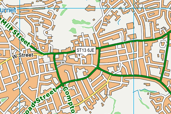 ST13 6JE map - OS VectorMap District (Ordnance Survey)