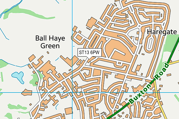 ST13 6PW map - OS VectorMap District (Ordnance Survey)