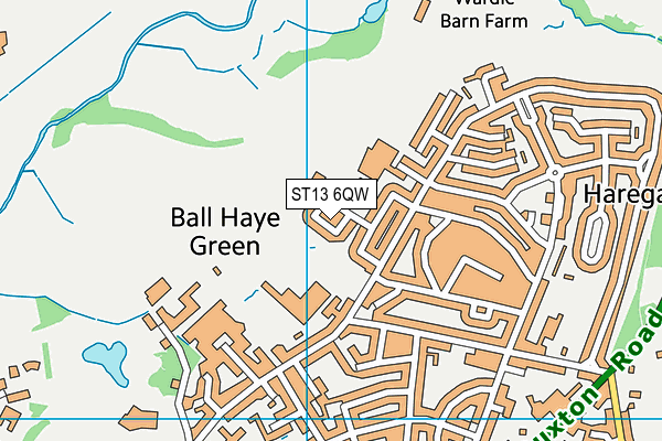 ST13 6QW map - OS VectorMap District (Ordnance Survey)