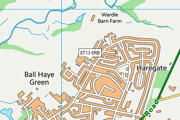 ST13 6RB map - OS VectorMap District (Ordnance Survey)