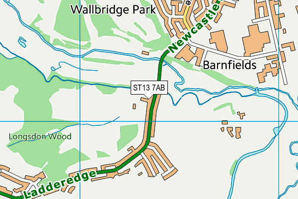 ST13 7AB map - OS VectorMap District (Ordnance Survey)