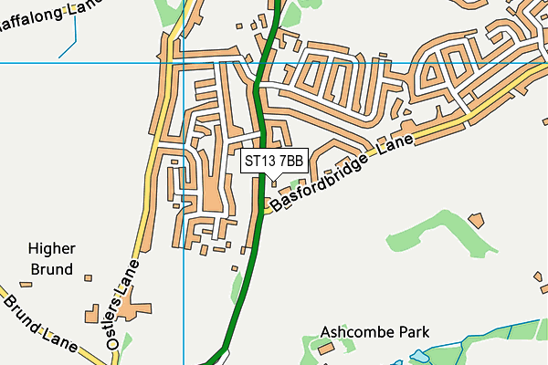 ST13 7BB map - OS VectorMap District (Ordnance Survey)