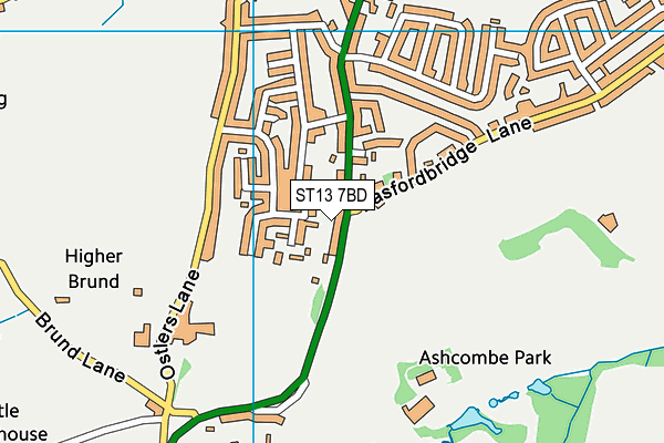 ST13 7BD map - OS VectorMap District (Ordnance Survey)