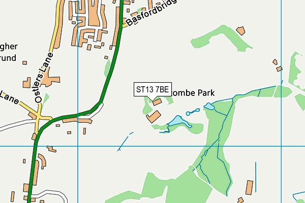 ST13 7BE map - OS VectorMap District (Ordnance Survey)