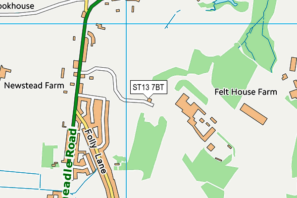 ST13 7BT map - OS VectorMap District (Ordnance Survey)