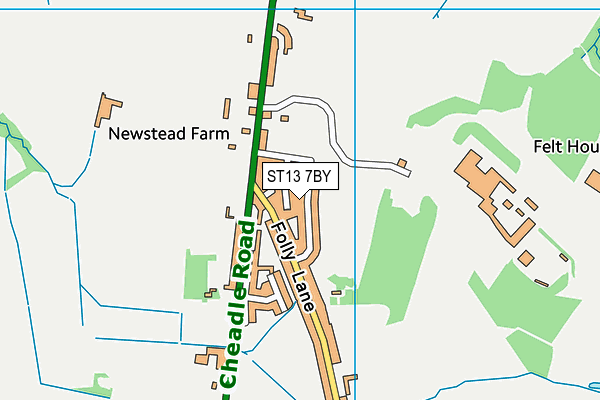 ST13 7BY map - OS VectorMap District (Ordnance Survey)