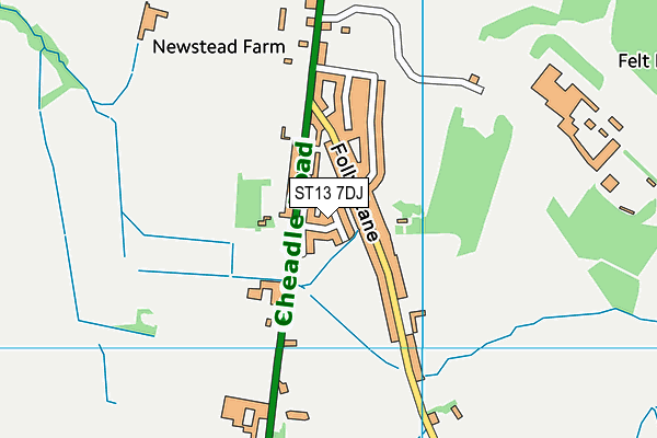 ST13 7DJ map - OS VectorMap District (Ordnance Survey)