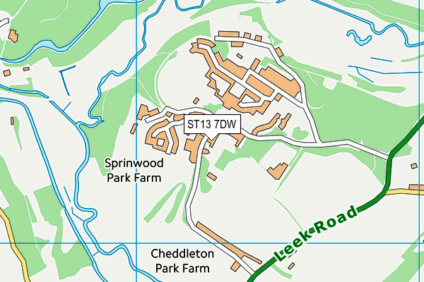 Leek Rugby Club (Wall Lane) map (ST13 7DW) - OS VectorMap District (Ordnance Survey)