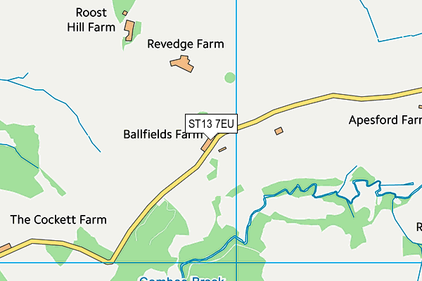 ST13 7EU map - OS VectorMap District (Ordnance Survey)