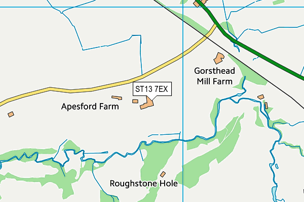 ST13 7EX map - OS VectorMap District (Ordnance Survey)