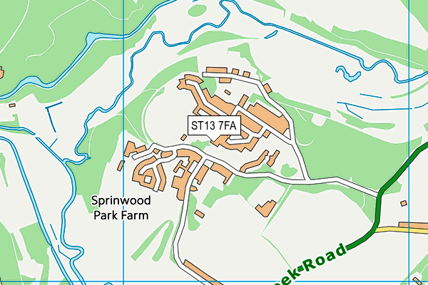 ST13 7FA map - OS VectorMap District (Ordnance Survey)