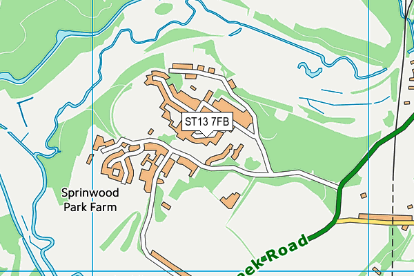 ST13 7FB map - OS VectorMap District (Ordnance Survey)