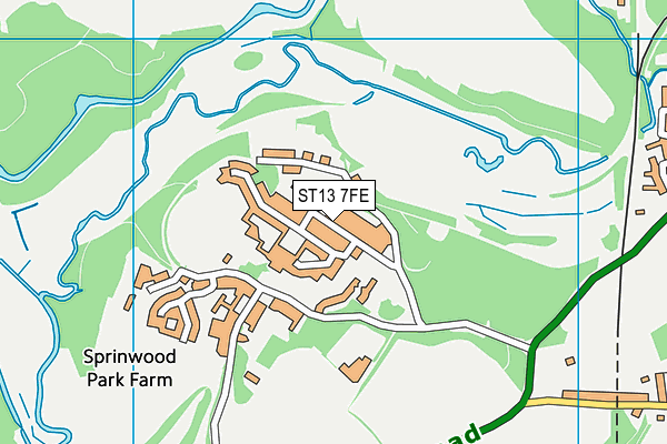 ST13 7FE map - OS VectorMap District (Ordnance Survey)