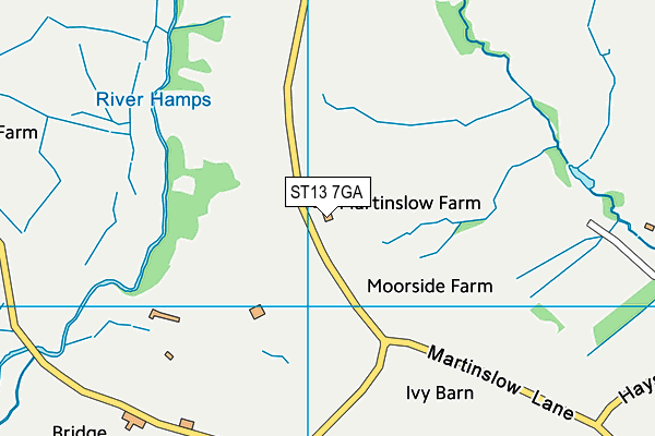 ST13 7GA map - OS VectorMap District (Ordnance Survey)