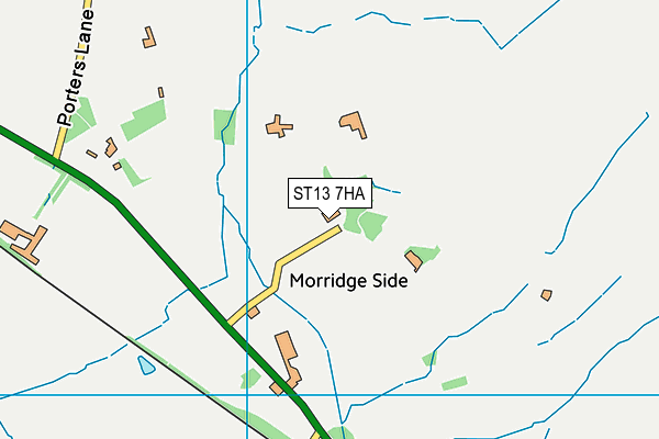 ST13 7HA map - OS VectorMap District (Ordnance Survey)