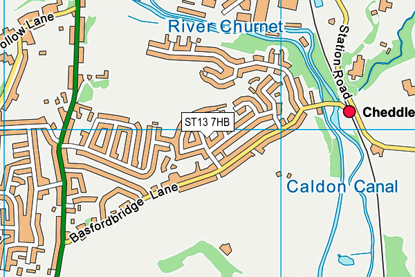 ST13 7HB map - OS VectorMap District (Ordnance Survey)