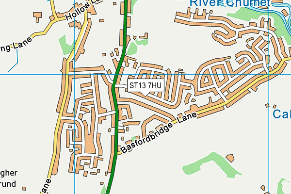 ST13 7HU map - OS VectorMap District (Ordnance Survey)
