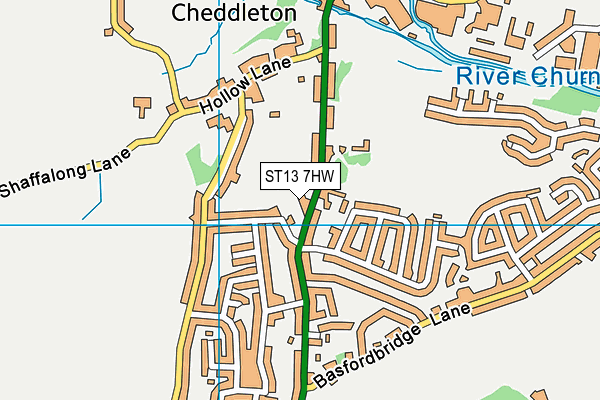 ST13 7HW map - OS VectorMap District (Ordnance Survey)