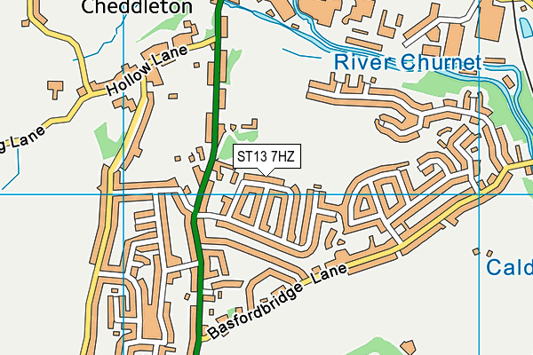 ST13 7HZ map - OS VectorMap District (Ordnance Survey)