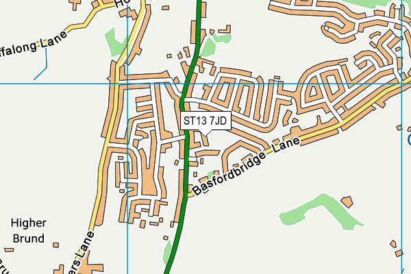 ST13 7JD map - OS VectorMap District (Ordnance Survey)