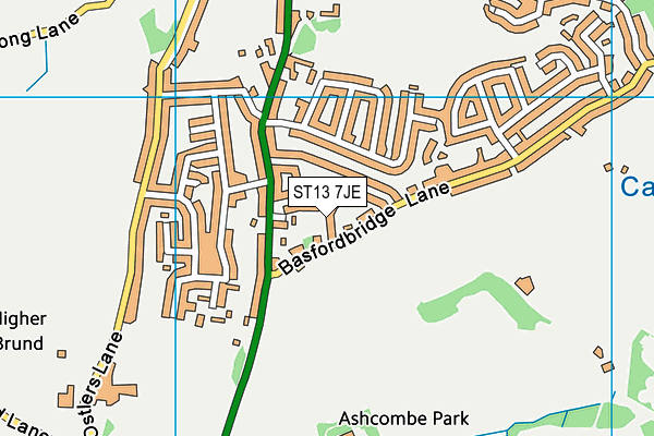 ST13 7JE map - OS VectorMap District (Ordnance Survey)