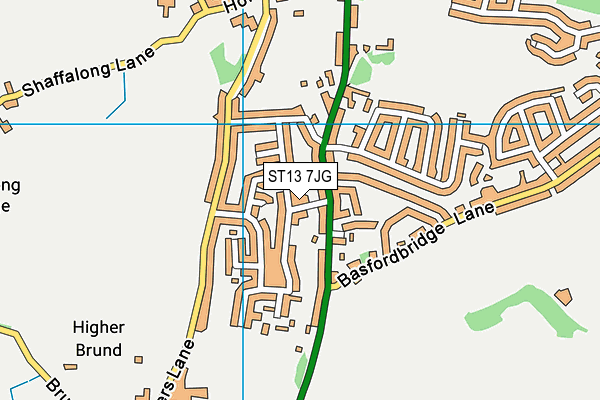 ST13 7JG map - OS VectorMap District (Ordnance Survey)