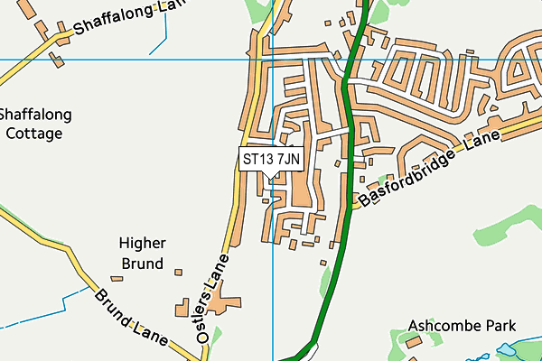 ST13 7JN map - OS VectorMap District (Ordnance Survey)
