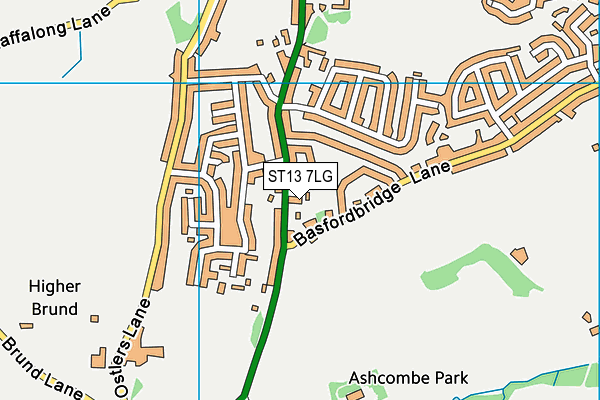 ST13 7LG map - OS VectorMap District (Ordnance Survey)