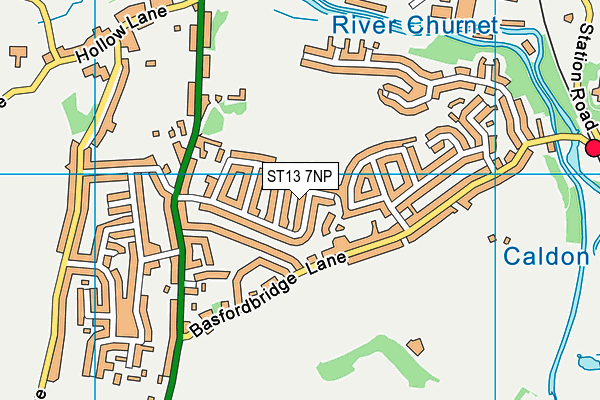 Cheddleton Playing Fields map (ST13 7NP) - OS VectorMap District (Ordnance Survey)